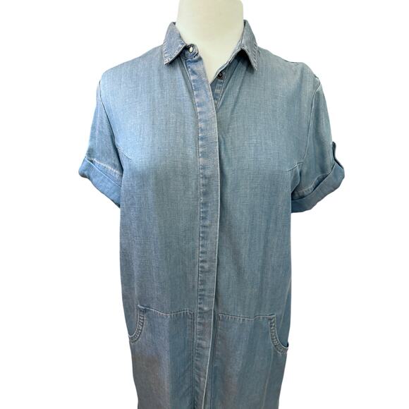 ALLSAINTS Women's Calla Bay Chambray Calla Bay Linen Blend Shirt Dress Beach 4 - Picture 4 of 16